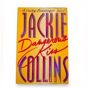 🔵 3/ $15 - Jackie Collins "Dangerous Kiss" Hardcover  Novel - Yellow & Red Cover